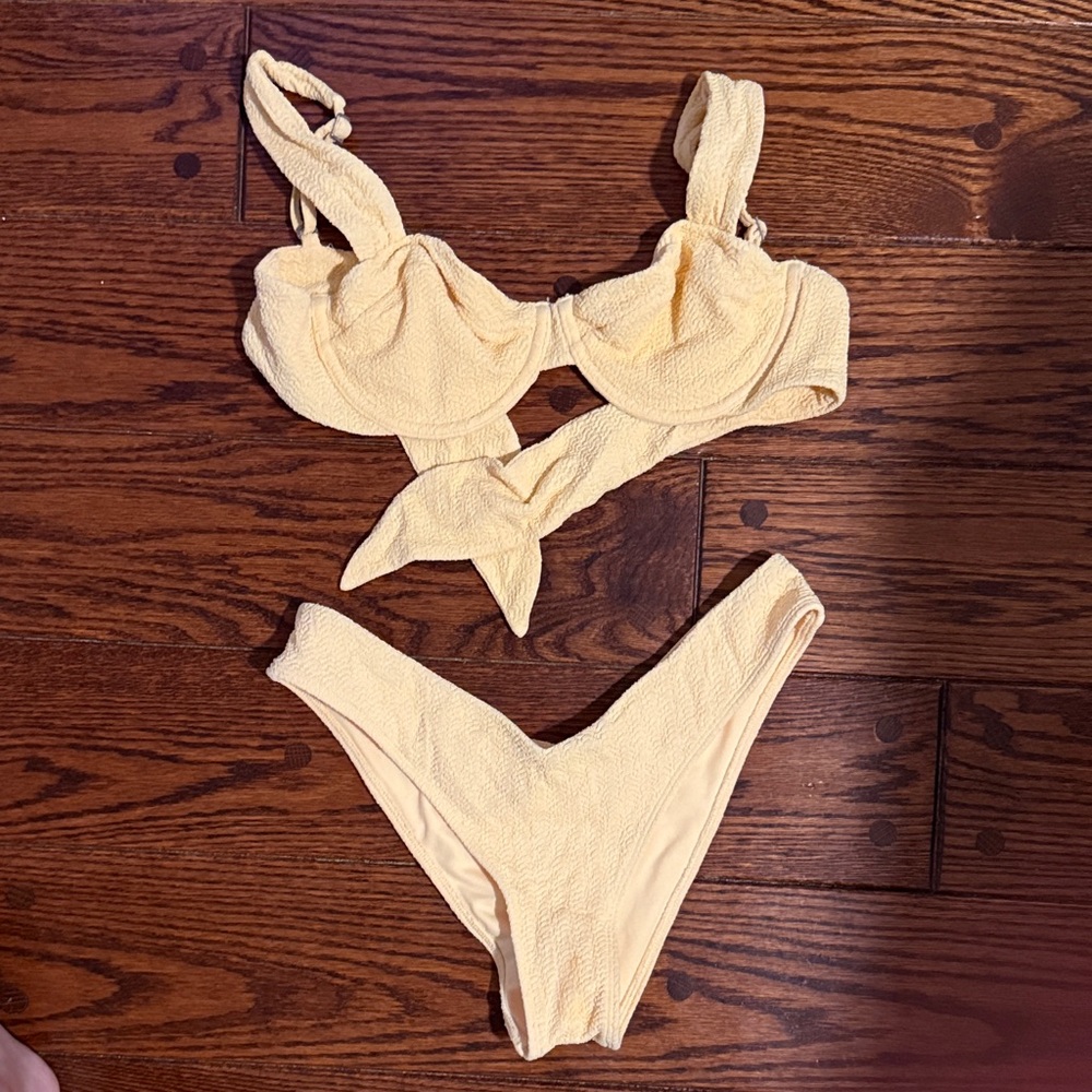 Pale Yellow Textured Bikini Set- Abercrombie & Fitch